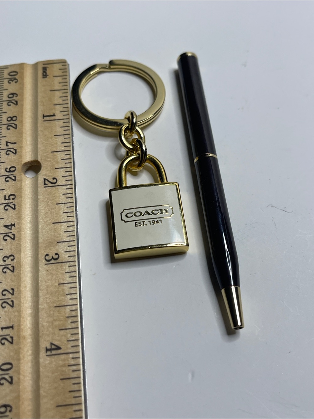 COACH Gold & White Padlock Keyring and Coach Pen - Picture 4 of 4